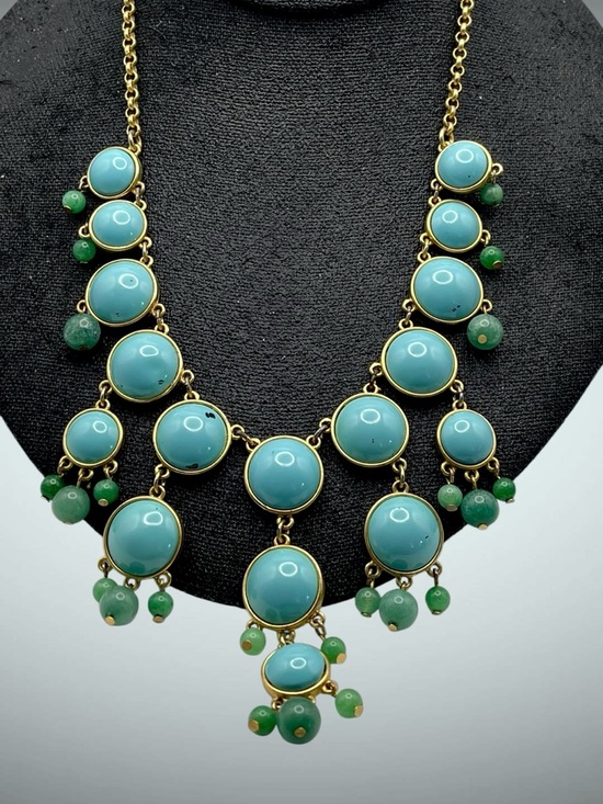 Talbots Jewelry - Stylish Talbots Faux Turquoise Bib Drop Statement Necklace Coastal Vibe